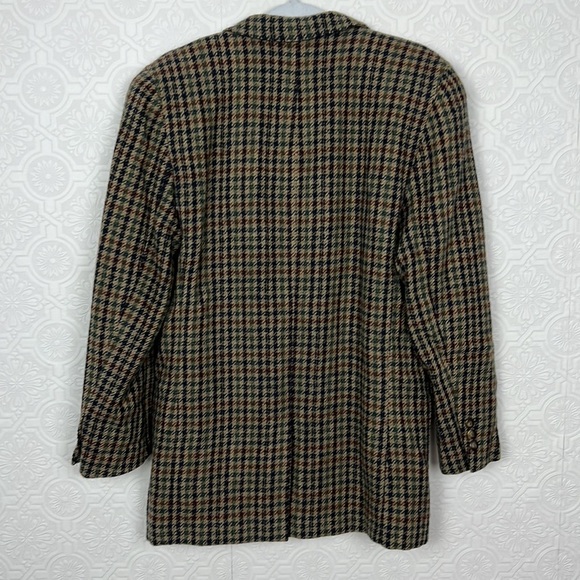 Vintage LizSport 100% Wool Plaid Tan Cream Jacket Blazer Academia Liz Claiborne - Picture 4 of 7